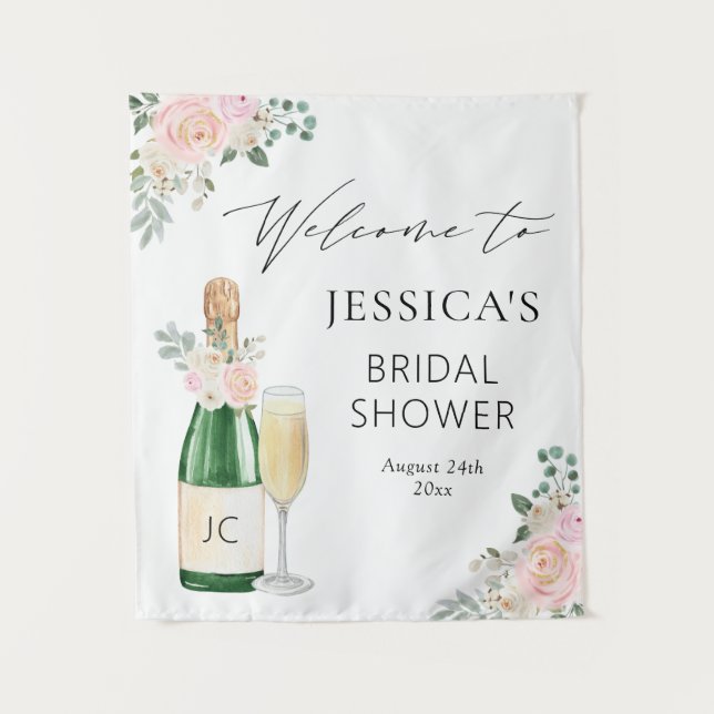 Tenture Pétales & Prosecco Champagne Affiche de bienvenue (Devant)