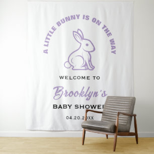 Tenture Petit Bunny blanc violet Baby shower amusant fond
