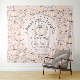 Tenture Petit Citrouille rose Baby shower d'automne