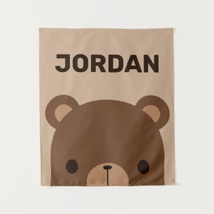 Tenture Petit ours Brown mignon avec bande de nom personna