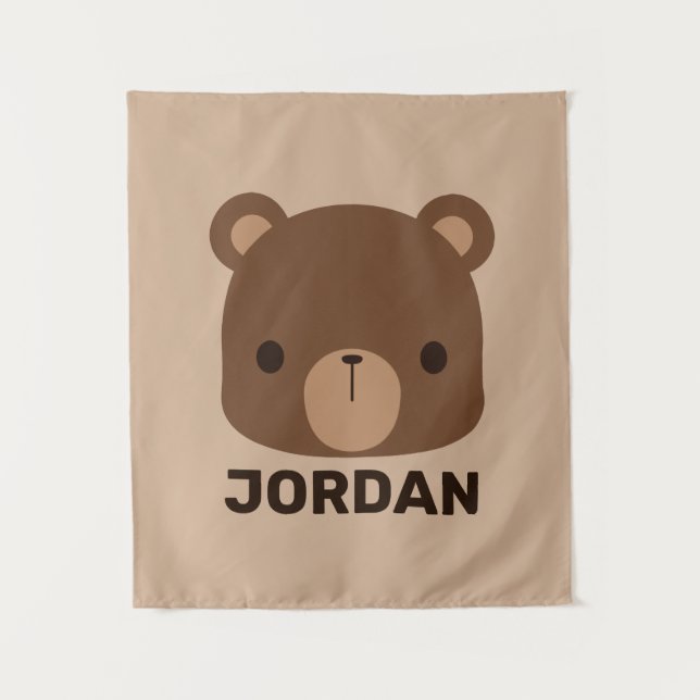 Tenture Petit ours Brown mignon avec nom personnalisé (Devant)