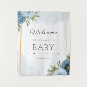 Tenture Petite Douce Élégante Bleue Botanique Baby Shower