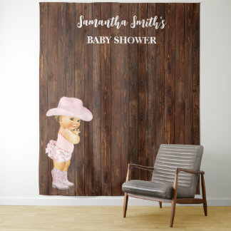 Tenture Petite fille rose Baby shower occidental