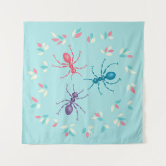 Tenture Petites Fourmis Et Feuilles Dans Les Tons Pastel A