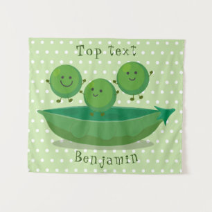 Tenture Petits pois sauteurs en pod dessin animé illustrat