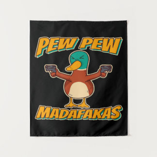 Tenture Pew Pew Duck | Couverture de jet de canard en pelu