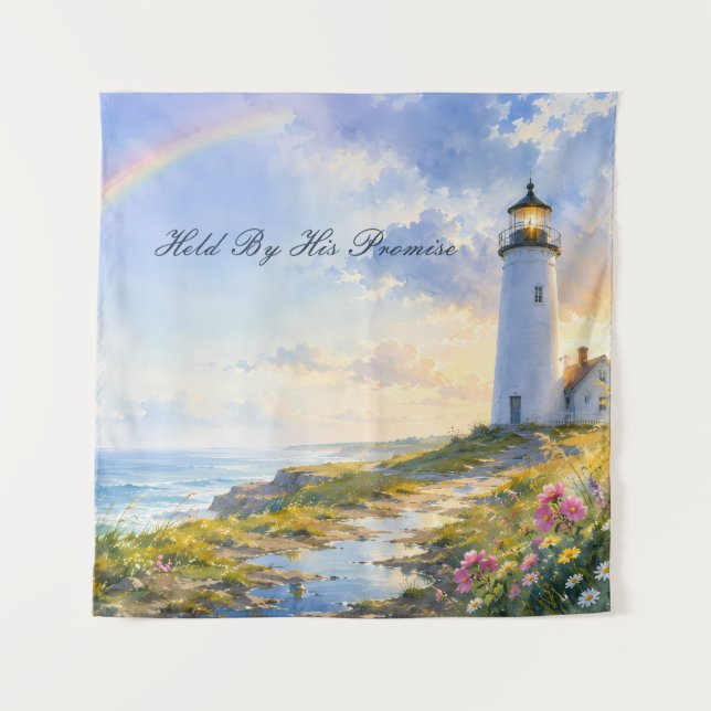 Tenture Phare Arc-en-Ciel Aquarelle Côtière (Devant)