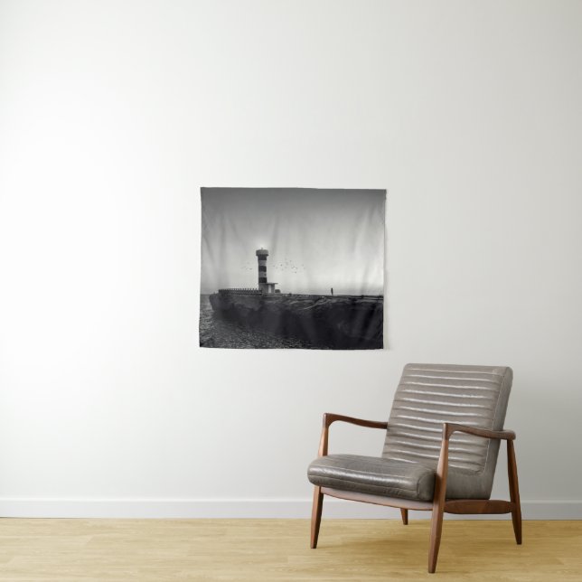 Tenture Phare au coucher du soleil (En situation (horizontale))