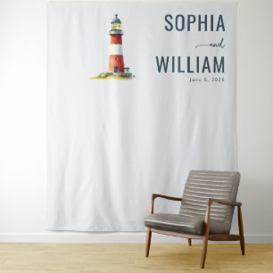 Tenture Phare minimaliste rouge serein