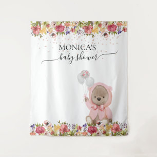 Tenture Photo Baby shower Pink Teddy Bear