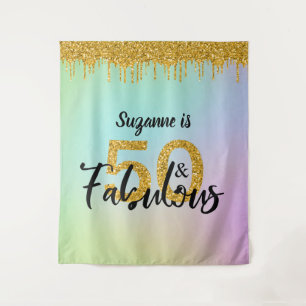 Tenture Photo Backdrop Booth 50 et Fabulous Party Gold