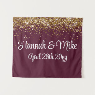 Tenture Photo Boite personnalisée Maroon & Mariage Gold