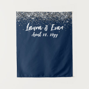 Tenture Photo Booth Prop de la Marine Blue Silver & White 