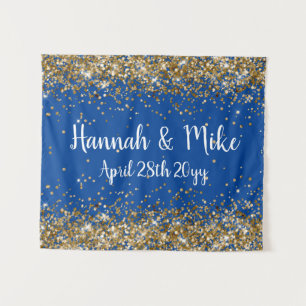 Tenture Photo Booth Prop de Mariage Blue Gold personnalisé