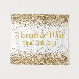 Tenture Photo Booth Prop Mariage en or blanc personnalisé