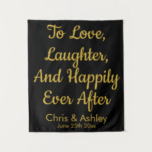 Tenture Photo Booth Prop Mariage noir et or personnalisé