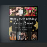 Tenture Photo Collage 40th Birthday Party Contexte<br><div class="desc">Photo Collage 30th Birthday Party Gold Star Backdrop. Ajoutez un nom,  une date et un message personnalisés.</div>
