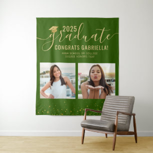 Tenture Photo Collage Graduation Booth Green fond