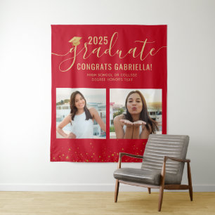 Tenture Photo Collage Graduation noir Booth rouge fond