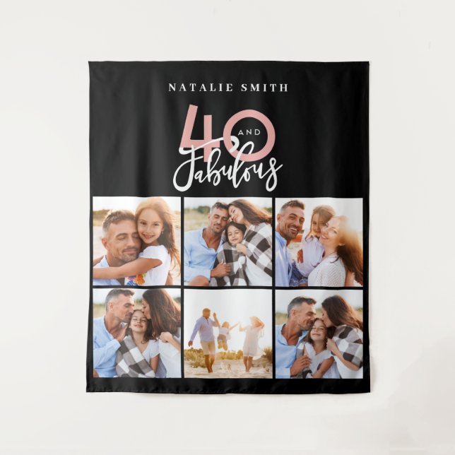 Tenture Photo collage noir et rose 40 et fabuleux (Devant)
