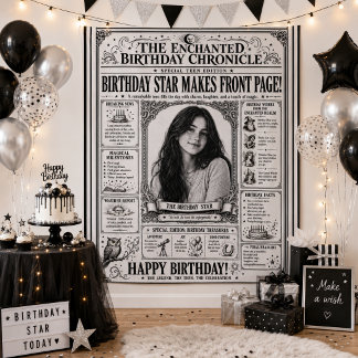 Tenture Photo d'anniversaire d'adolescente en noir et blan