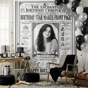Tenture Photo d'anniversaire d'adolescente en noir et blan