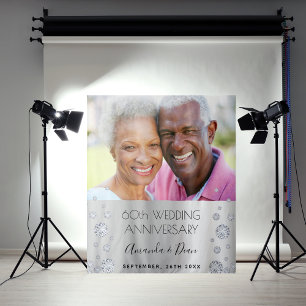 Tenture photo de 60e anniversaire de mariage diamant argen