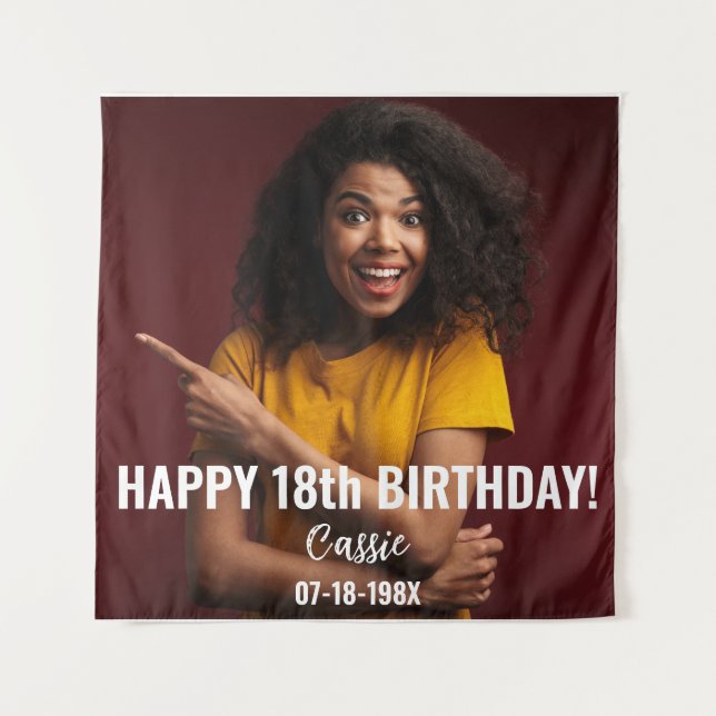 Tenture Photo de fête d'anniversaire 18e ou autre Annivers (Devant)