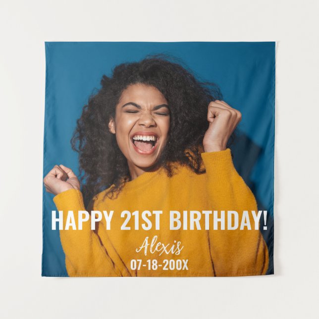 Tenture Photo de fête d'anniversaire 21e ou autre Annivers (Devant)