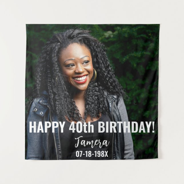 Tenture Photo de fête d'anniversaire 40 ans ou autre anniv (Devant)