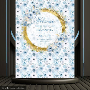 Tenture Photo de mariage classique aquarelle bleu poussiér