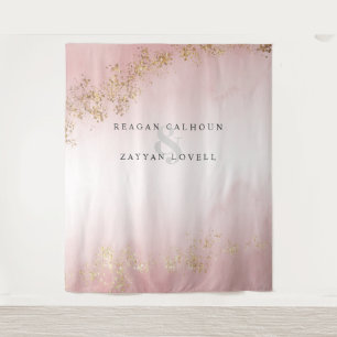 Tenture Photo de mariage rose blush avec paillettes dorées