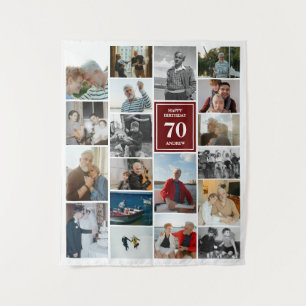 Tenture Photo de Maroon Collage Joyeux Anniversaire Nom et