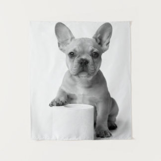 Tenture Photo de papier toilette de bouledogue français es
