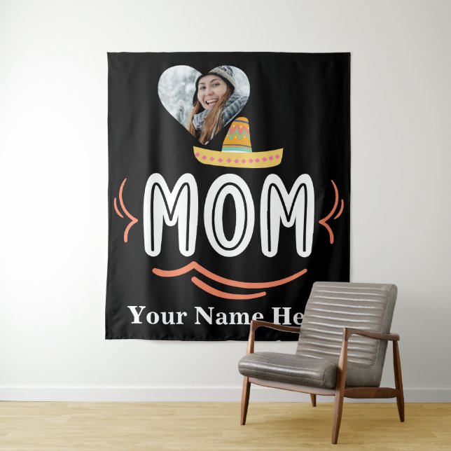 Tenture Photo du coeur personnalisée maman festa mexicaine (En situation)