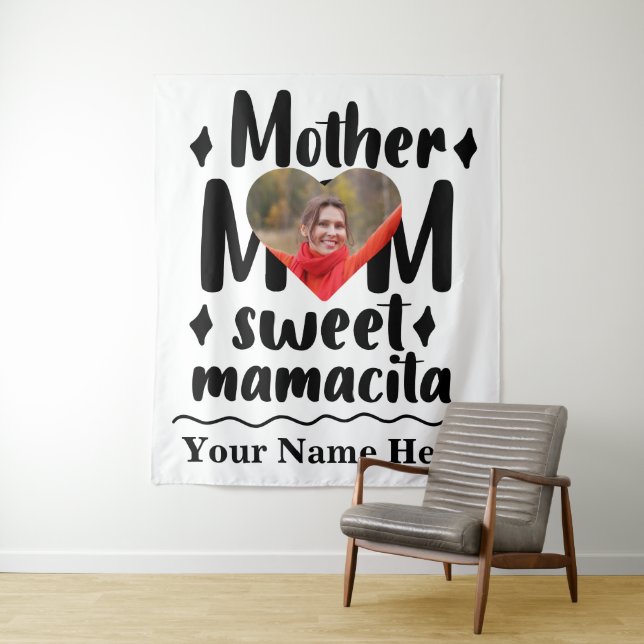 Tenture Photo du coeur personnalisée Mère maman mamacita (En situation)
