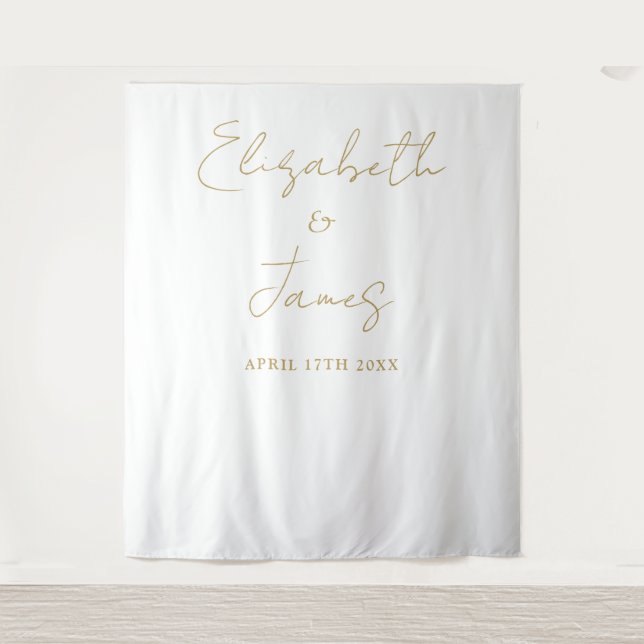 Tenture Photo Mariage minimaliste en or chic (Devant)