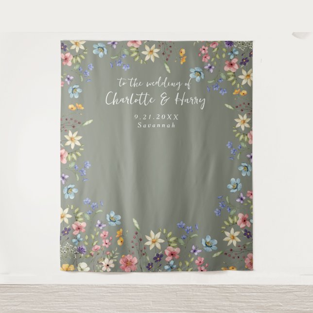 Tenture Photo Mariage moderne Floral Sage (Devant)