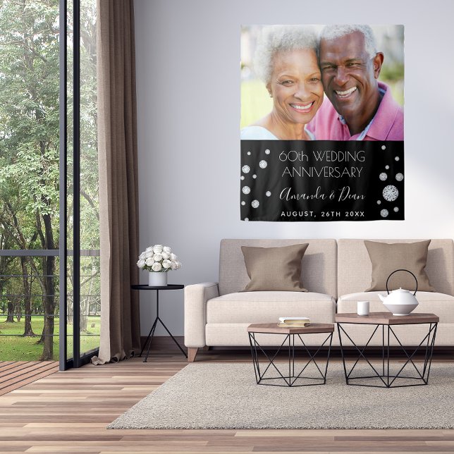 Tenture photo noir pour 60e anniversaire de mariage diaman (Créateur téléchargé)