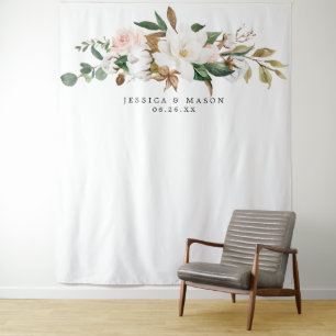 Tenture Photobooth avec fond en coton Magnolia