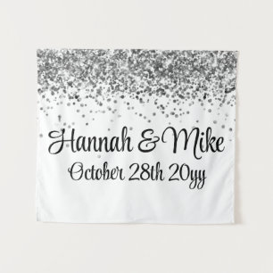 Tenture Photobooth de mariage Blanc Noir et Paillettes d'A