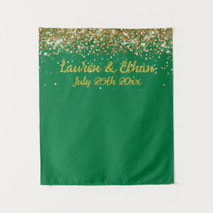 Tenture Photobooth de mariage personnalisé émeraude vert e