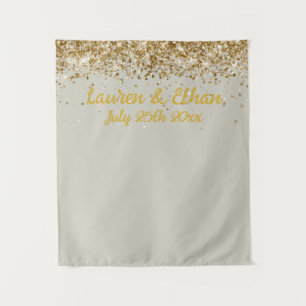 Tenture Photobooth de mariage personnalisé gris beige et o