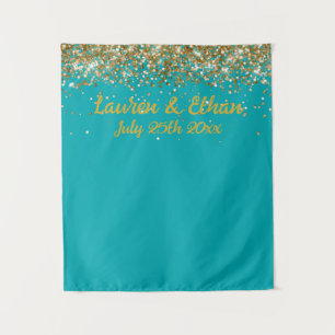 Tenture Photobooth de mariage personnalisé turquoise foncé