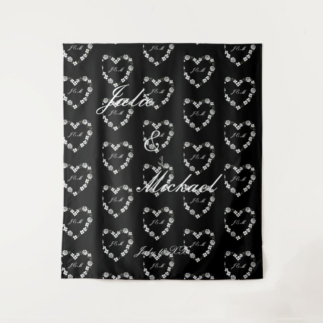 Tenture Photobooth mariage noir et blanc (Devant)