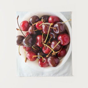 Tenture Photographie de Cerises Rouges Fraîches dans un Bo