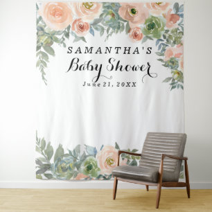 Tenture Photomaton de Baby Shower Fleurs Roses