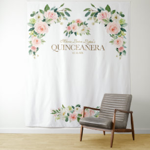 Tenture Photomaton de Luxe pour Quinceañera avec Fleurs d'