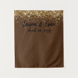 Tenture Photomaton de mariage marron noir et or