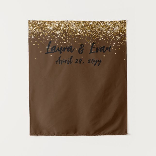 Tenture Photomaton de mariage marron noir et or (Devant)